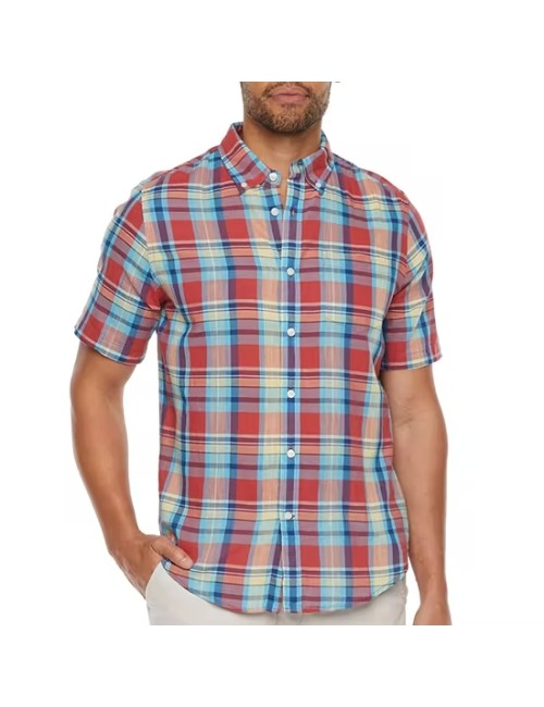 St Johns Bay Chemise boutonnée à carreaux à manches courtes pour homme