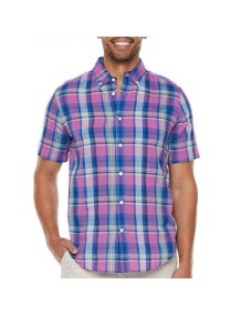 St Johns Bay Chemise boutonnée à carreaux à manches courtes pour homme