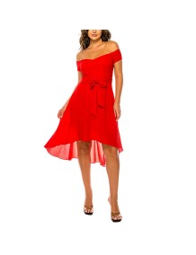 Robe évasée coupe asymétrique Premier Amour à épaules dénudées