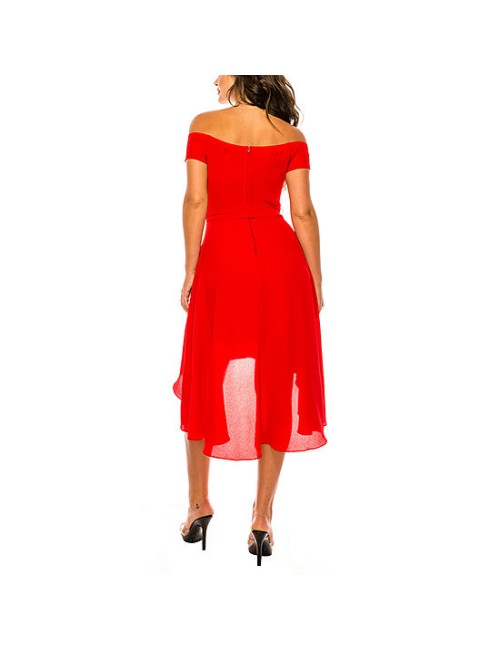 Robe évasée coupe asymétrique Premier Amour à épaules dénudées