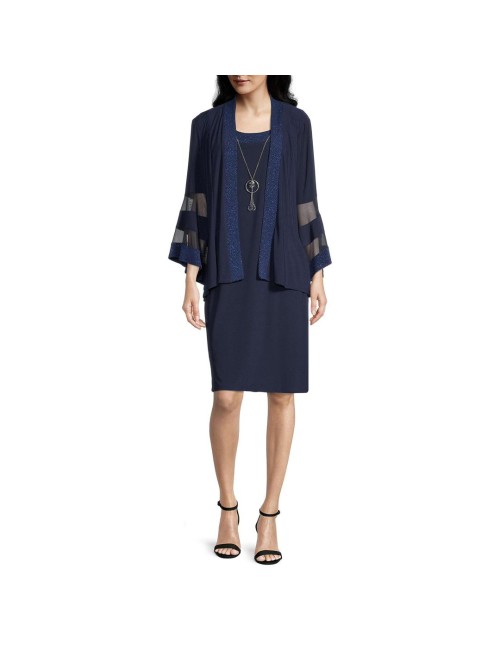 RM Richards Ensemble Robe + veste ornée à manches cloche avec collier