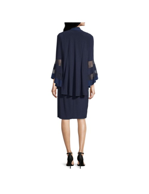 RM Richards Ensemble Robe + veste ornée à manches cloche avec collier