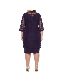 Maya Brooke Plus 34 Sleeve Windowpane Lace Jacket Dress