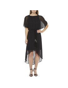 Robe chemisier asymétrique à manches courtes fendues MSK